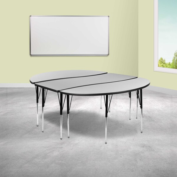 Flash Furniture Oval 60 W, 86 L, 30.25 H, Chrome, Laminate, Particleboard, Steel, Grey XU-GRP-A3060CON-60-GY-T-A-GG - main